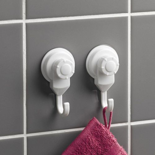 Lot De 2 Crochets "ventouse" 8cm Blanc