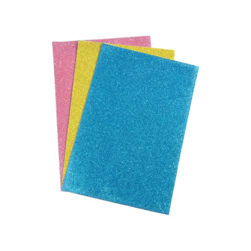Lot De 3 Feuilles Adhésives Mousse "paillettes" 30cm Multicolore