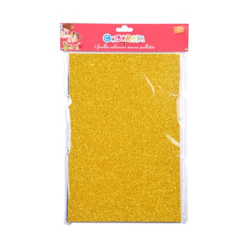 Lot De 3 Feuilles Adhésives Mousse "paillettes" 30cm Multicolore