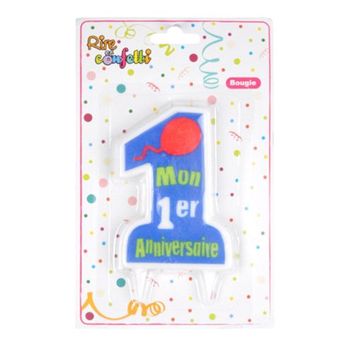 Bougie "mon Premier Anniversaire" 9cm Bleu