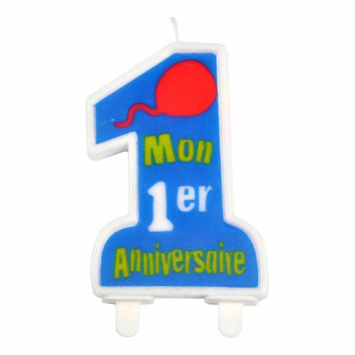 Bougie "mon Premier Anniversaire" 9cm Bleu