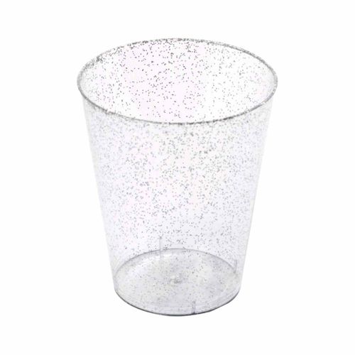 Lot De 20 Verres En Plastique Réutilisable "paillettes" 20cl Argent