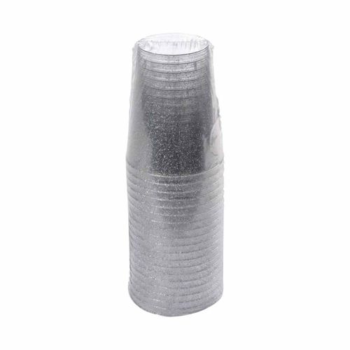 Lot De 20 Verres En Plastique Réutilisable "paillettes" 20cl Argent