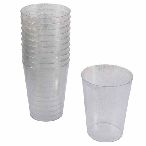 Lot De 20 Verres En Plastique Réutilisable "paillettes" 20cl Argent