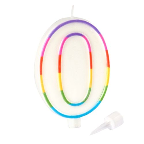 Bougie D'anniversaire "chiffre 0" 10cm Multicolore