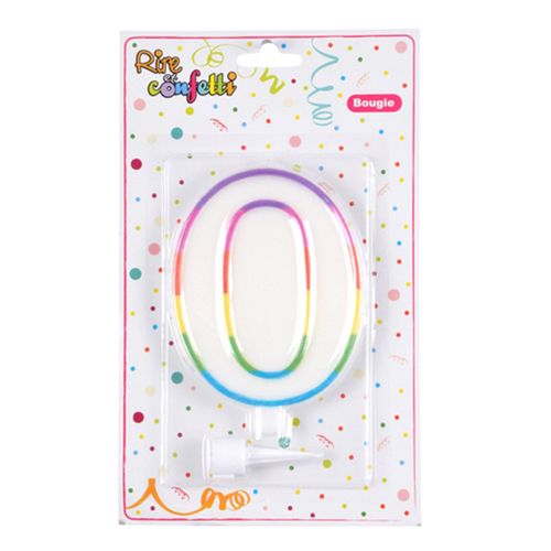 Bougie D'anniversaire "chiffre 0" 10cm Multicolore
