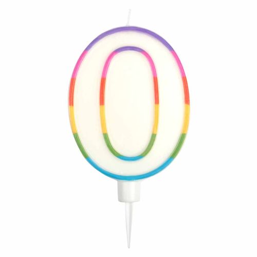 Bougie D'anniversaire "chiffre 0" 10cm Multicolore