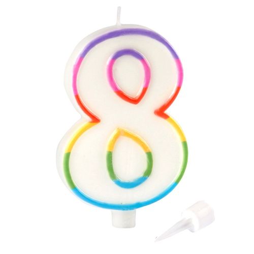 Bougie D'anniversaire "chiffre 8" 10cm Multicolore