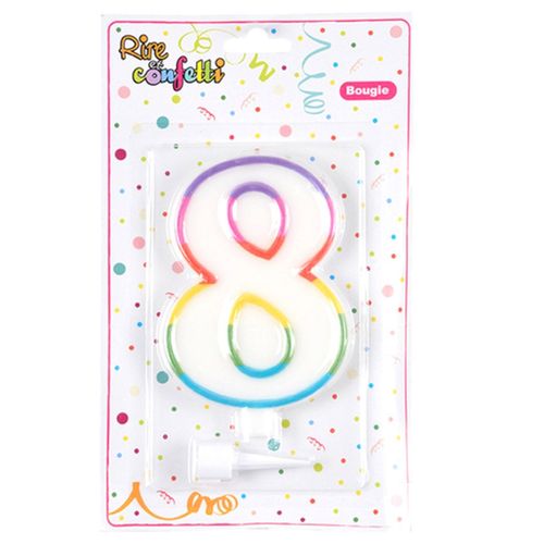 Bougie D'anniversaire "chiffre 8" 10cm Multicolore