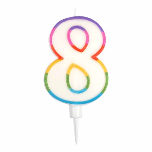Bougie D'anniversaire "chiffre 8" 10cm Multicolore