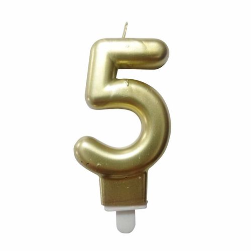 Bougie D'anniversaire "chiffre 5" 7cm Doré