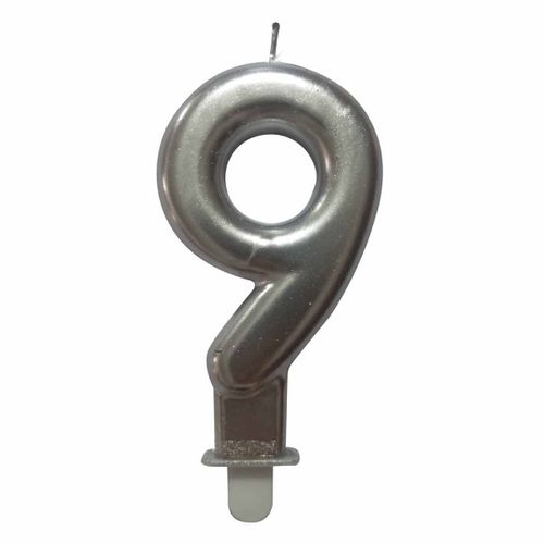 Bougie D'anniversaire "chiffre 9" 7cm Argent