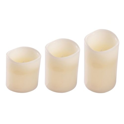 Lot De 3 Bougies Variation De Couleur "led" 15cm Ivoire