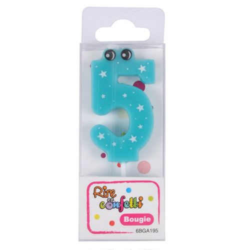 Bougie D'anniversaire "chiffre 5" 5cm Bleu