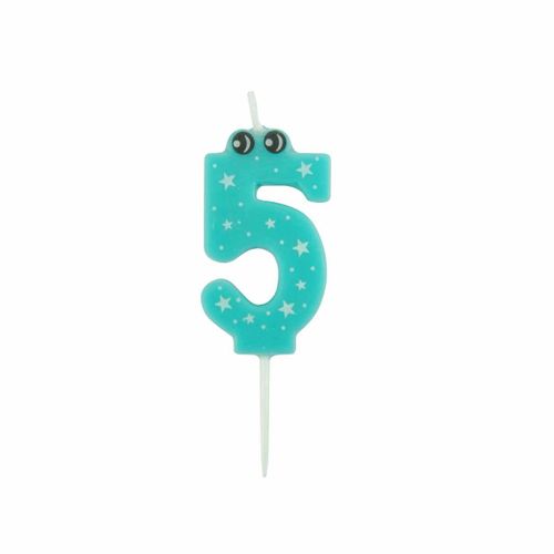 Bougie D'anniversaire "chiffre 5" 5cm Bleu
