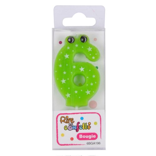 Bougie D'anniversaire "chiffre 6" 5cm Vert