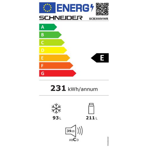 Réfrigérateur Combiné Inversé 300 Litres - Coloris Rouge Bordeaux - Scb300vwr