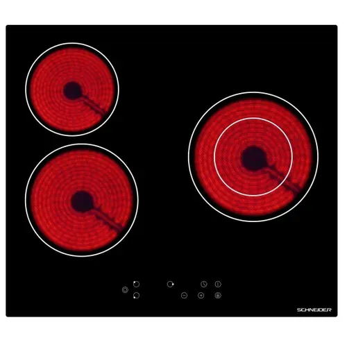 Plaque Vitrocéramique - 3 Foyers - 5200 Watts - Touches Sensitives - Minuterie - Stv603