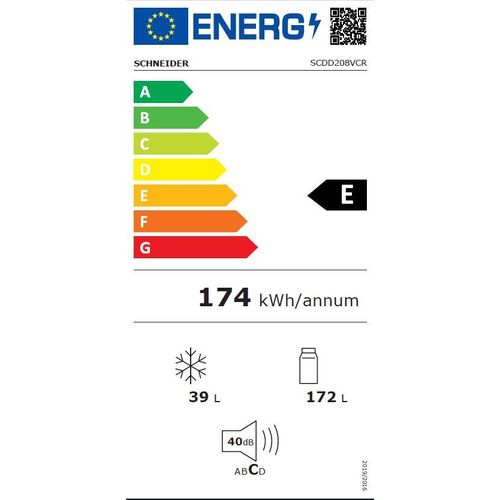Réfrigérateur 2 Portes 206l Froid Statique 54.5cm E - Scdd208vcr