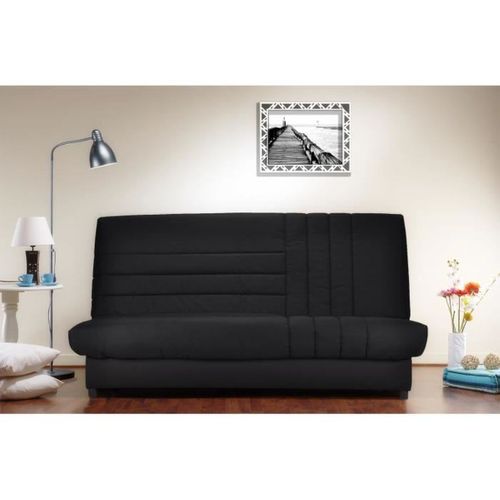 Banquette Clic-clac 3 Places -tissu Noir - Made In France - L 192 X P 95 Cm - Beija