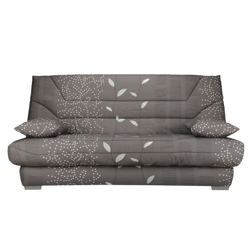 Banquette-lit clic-clac BULTEX CALIFORNIA2 tissu feuilles taupe