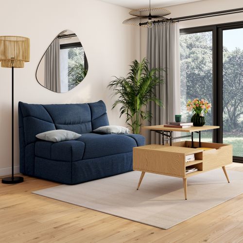Banquette-lit BZ CELIA 3 tissu bleu marine vue d'ambiance 1