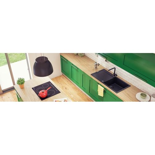 Evier résine 1 bac TAM TAM 100 x 56 cm noir vue accessoires