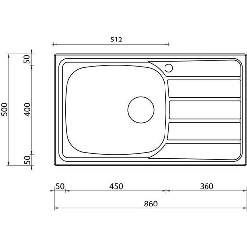 Evier inox 1 bac ROCK 86 x 50 cm inox structuré vue détaillée