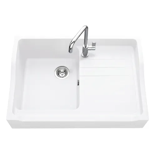 Evier granit 1 bac EV359 60 x 89 cm blanc vue de face