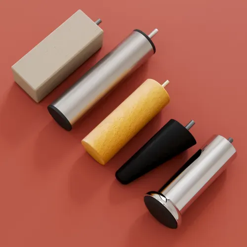 Jeu de 4 pieds noir h.19 cm DREAMEA FUSEAU ROND droit