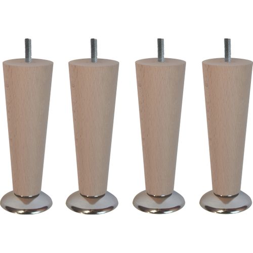Jeu de 4 pieds hêtre h.14,5 cm DREAMEA ELEGANCE ROND vue de profil