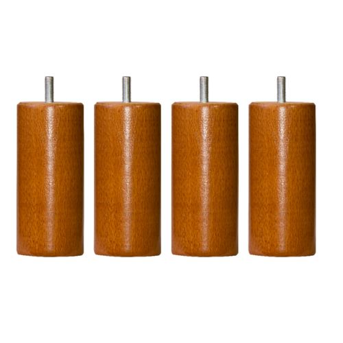 Jeu 4 pieds merisier 14,5 cm DREAMEA CYLINDRE merisier vue 3/4