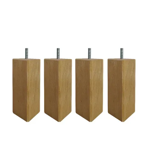 Jeu de 4 pieds hêtre h.14,5 cm DREAMEA CARRE vue 3/4