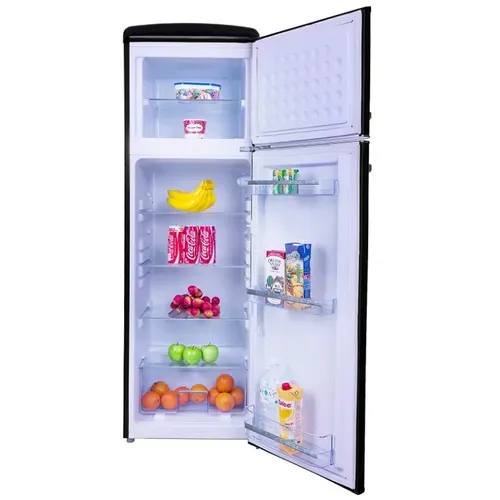 Réfrigérateur congélateur Noir, 246L, Vintage Design, Classe E - Rfdp246rn