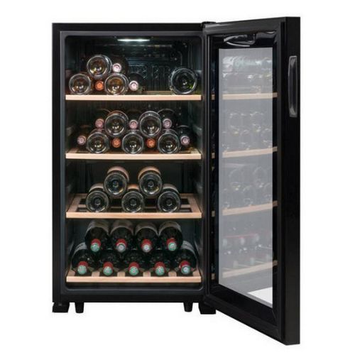 Cave à Vin de Service - 52 bouteilles, design noir moderne, éclairage LED - LS52Black