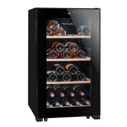 Cave à Vin de Service - 52 bouteilles, design noir moderne, éclairage LED - LS52Black