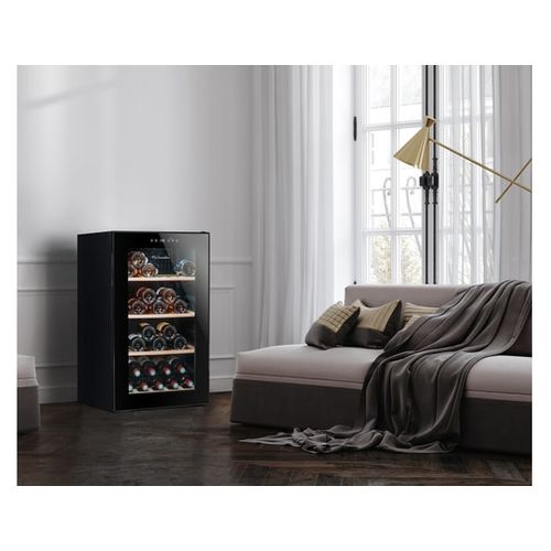 Cave à Vin de Service - 52 bouteilles, design noir moderne, éclairage LED - LS52Black