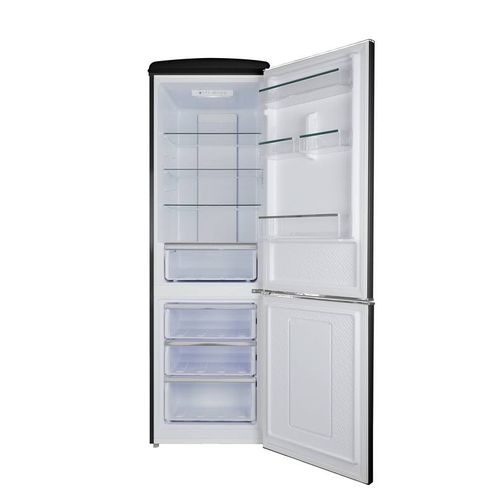 Cbnf330rnd – Réfrigérateur Combiné Rétro Noir 330 L (234 + 96) – 60×69,5× 190 Cm