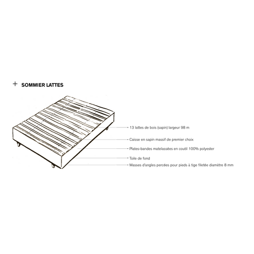 Sommier Tapissier à Lattes Airsom Avec 4 Pieds, 2x90x200