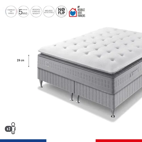 Ensemble Matelas Ressort + Sommier Duo Extension, Accueil Enveloppant 160x200, 29cm D'épaisseur