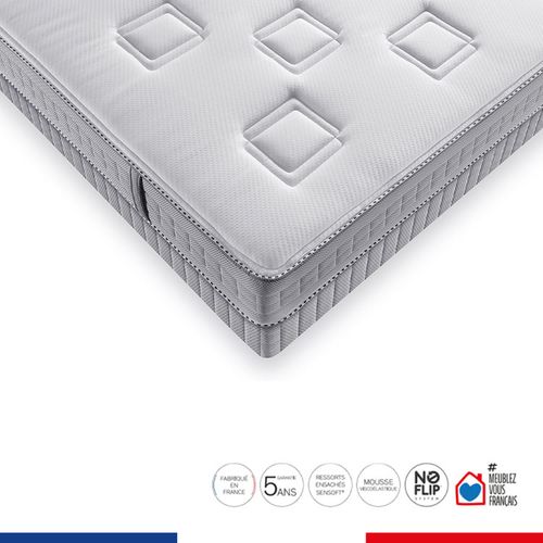 Ens Challenge 140x190 Matelas H24 Ressort Ensachés, Très Ferme, Sommier