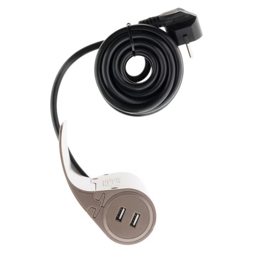 Multiprise Canapé 1 Prise 2p+t 16a + 2 USB - Marron - Thomson