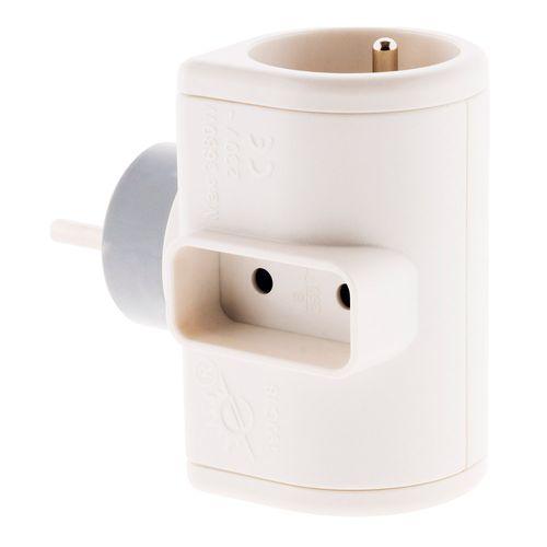Multiprise BACHMANN 3 Prises : 2 Euro + 1 CEE7/3, 16A/230V, Blanc - Protection Renforcée Contre Les Contacts Accidentels