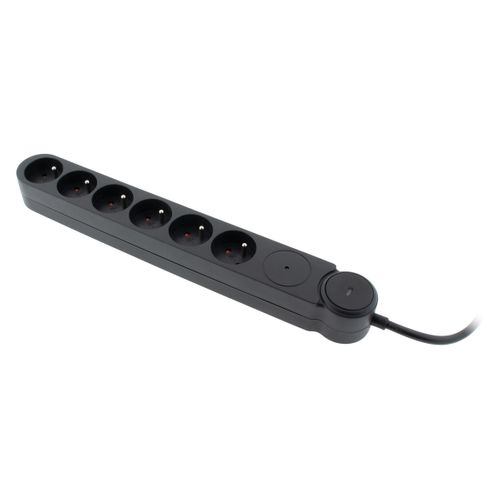 Multiprise Parafoudre Iota 6x16a + Interrupteur - Noir - Zenitech