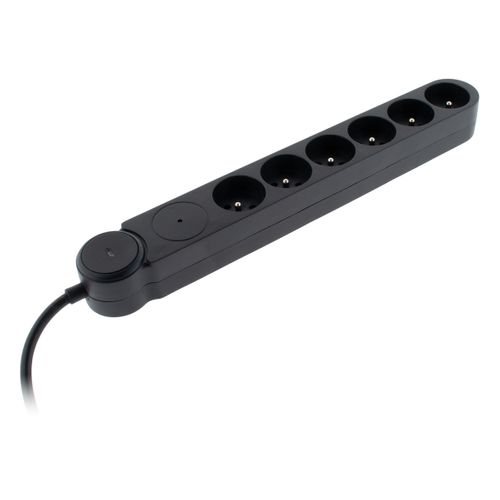 Multiprise Parafoudre Iota 6x16a + Interrupteur - Noir - Zenitech