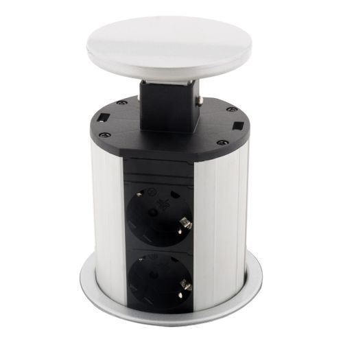 Multiprise Encastrable Cuisine 4 Prises Schuko 16a - Blanc/noir - Otio