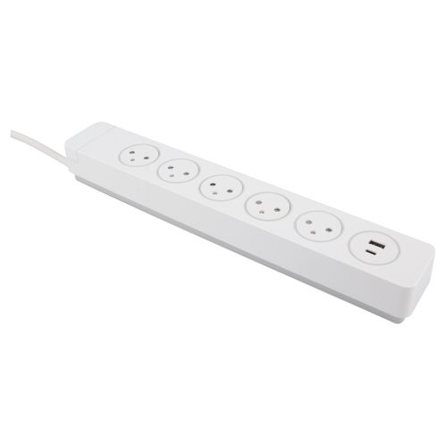 Multiprise Parafoudre 5 Prises 2p+t 16a + 2 USB - Easy Eject - Mantéa - Otio