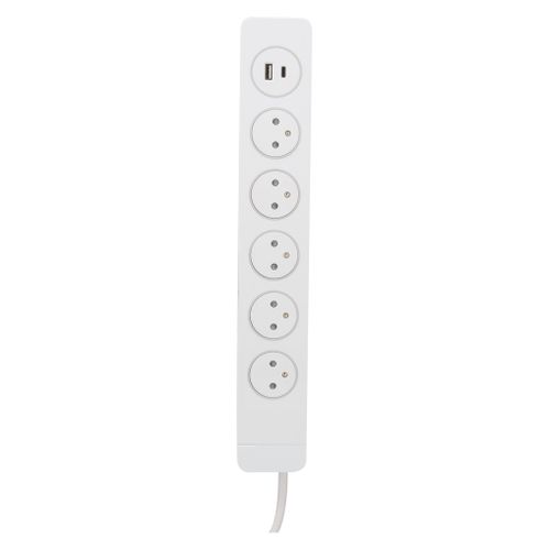 Multiprise Parafoudre 5 Prises 2p+t 16a + 2 USB - Easy Eject - Mantéa - Otio