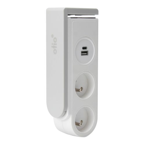 Bloc Multiprise Gekko Clipsable - 2 Prises + 2 Ports USB - Blanc - Otio
