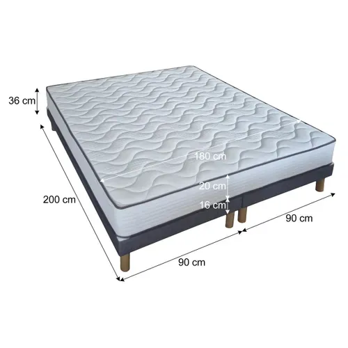 Ensemble matelas et sommier DREAMEA XXL 180x200 cm
